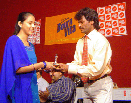 Prachi Thite - Girls Open 2nd Place - Bournvita Interschool Tournament 2003 (Tied for the first place)